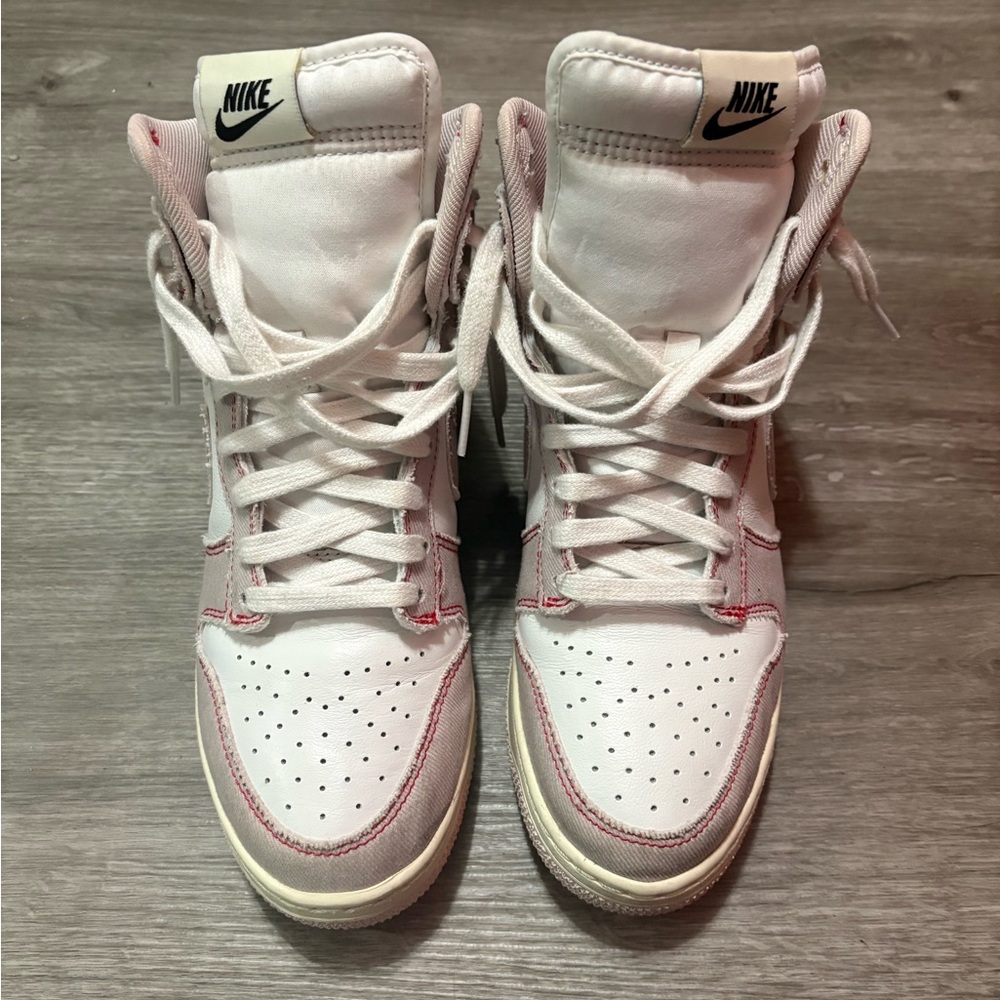 Nike Women's White and Red High-Top Sneakers